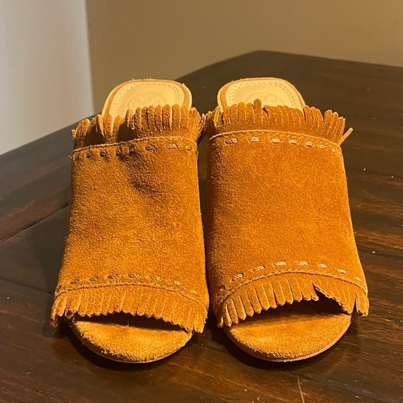 Tory Burch Huntington Suede Fringe Mules - Picture 3 of 13